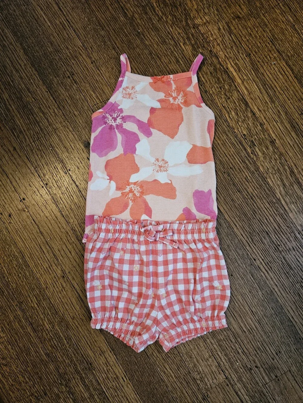 Carter’s 3pc Baby Girl Romper & Bloomer Bundle – Floral + Fruit Mix 24M - Picture 6 of 7